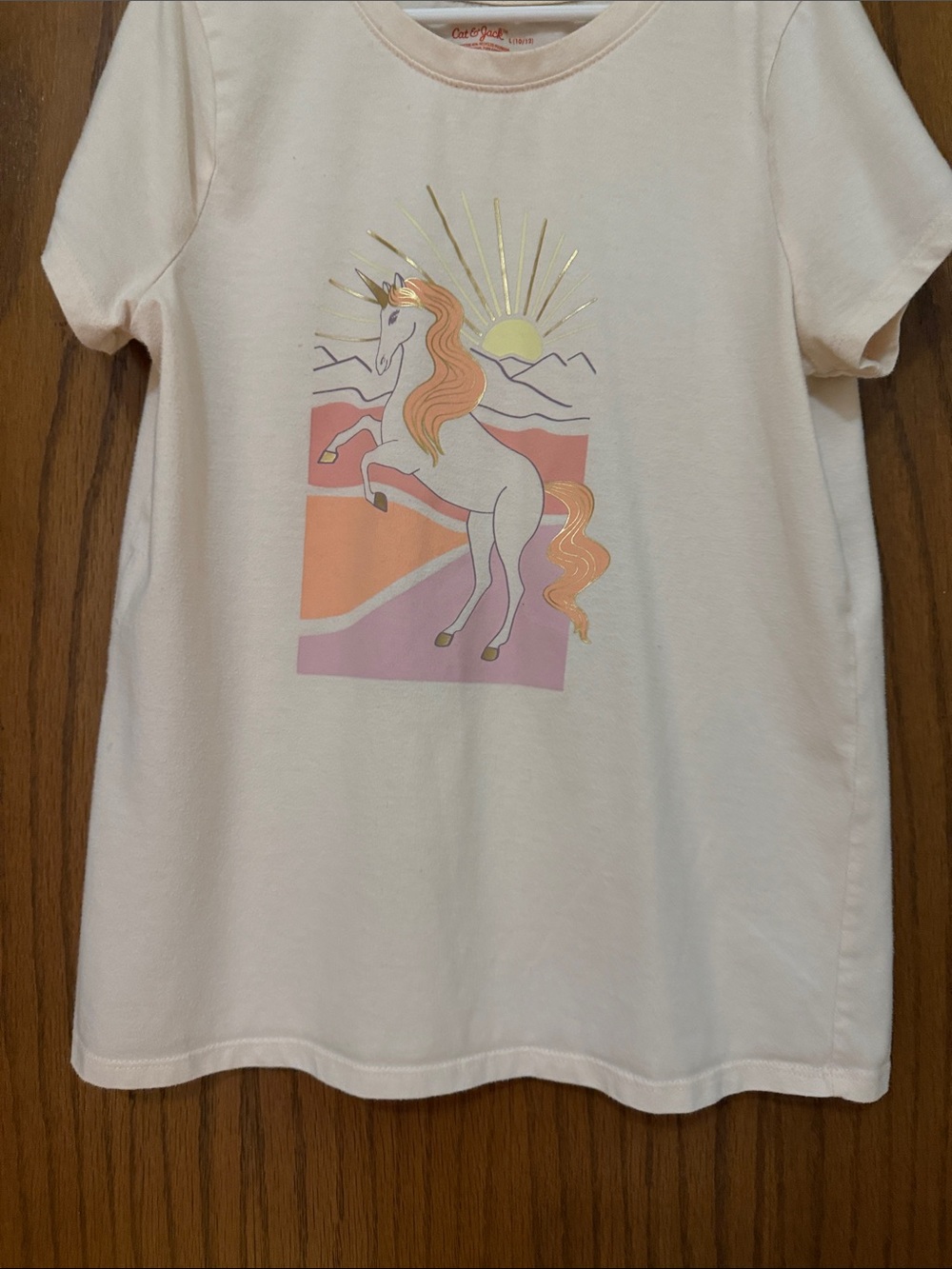 Cat & Jack Cream Short-Sleeve Tee with Pastel Unicorn Graphic - Picture 5 of 10